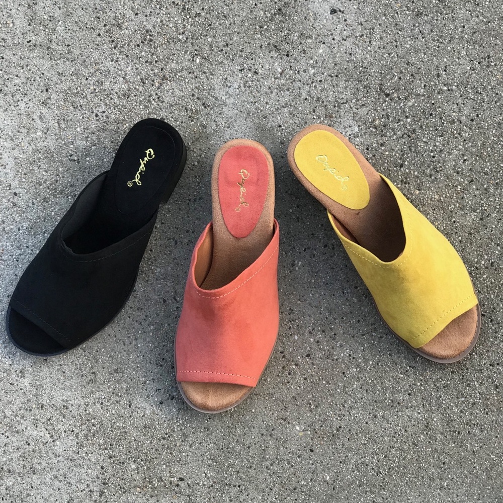 1 Left! Qupid Coral Suede Slide In Heel Mule 5.5 - Picture 5 of 8